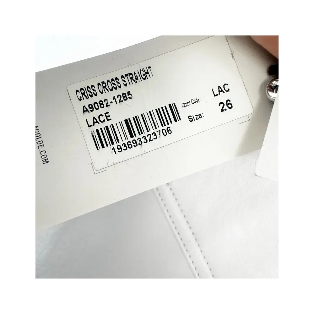 Agolde A9082-1285 Recycled Leather Criss Cross Straight Lace White Size 26 NWT - Picture 8 of 13